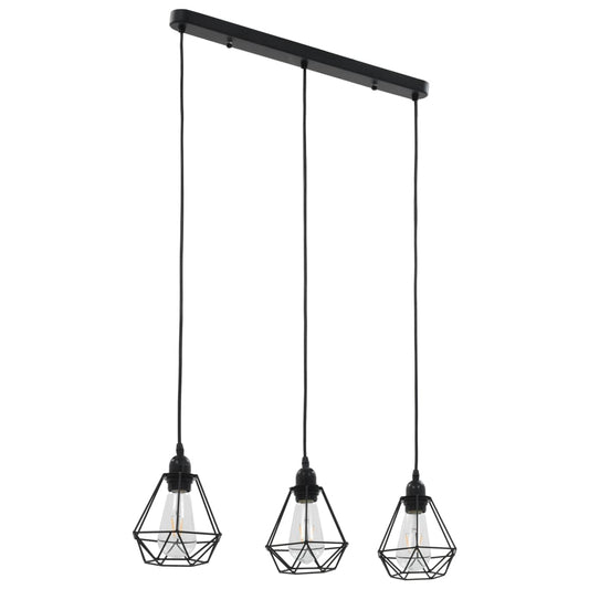 Lampadario Con Design Diamante Nero 3 Lampadine E27