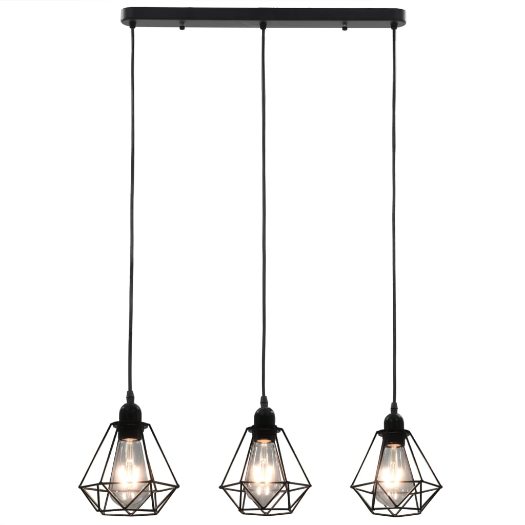 Lampadario Con Design Diamante Nero 3 Lampadine E27