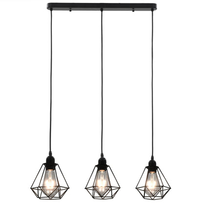 Lampadario Con Design Diamante Nero 3 Lampadine E27