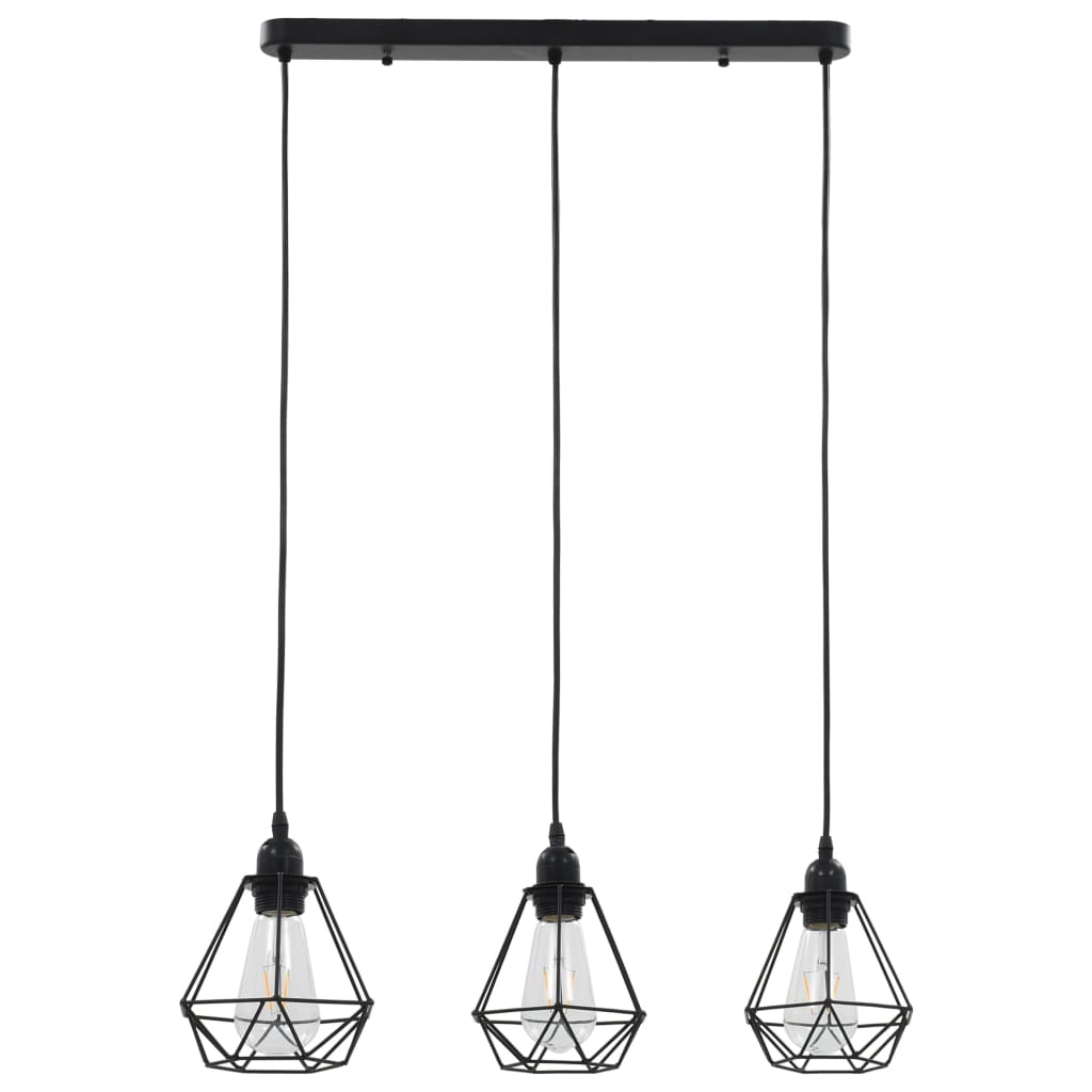 Lampadario Con Design Diamante Nero 3 Lampadine E27