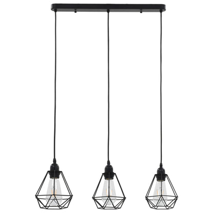 Lampadario Con Design Diamante Nero 3 Lampadine E27
