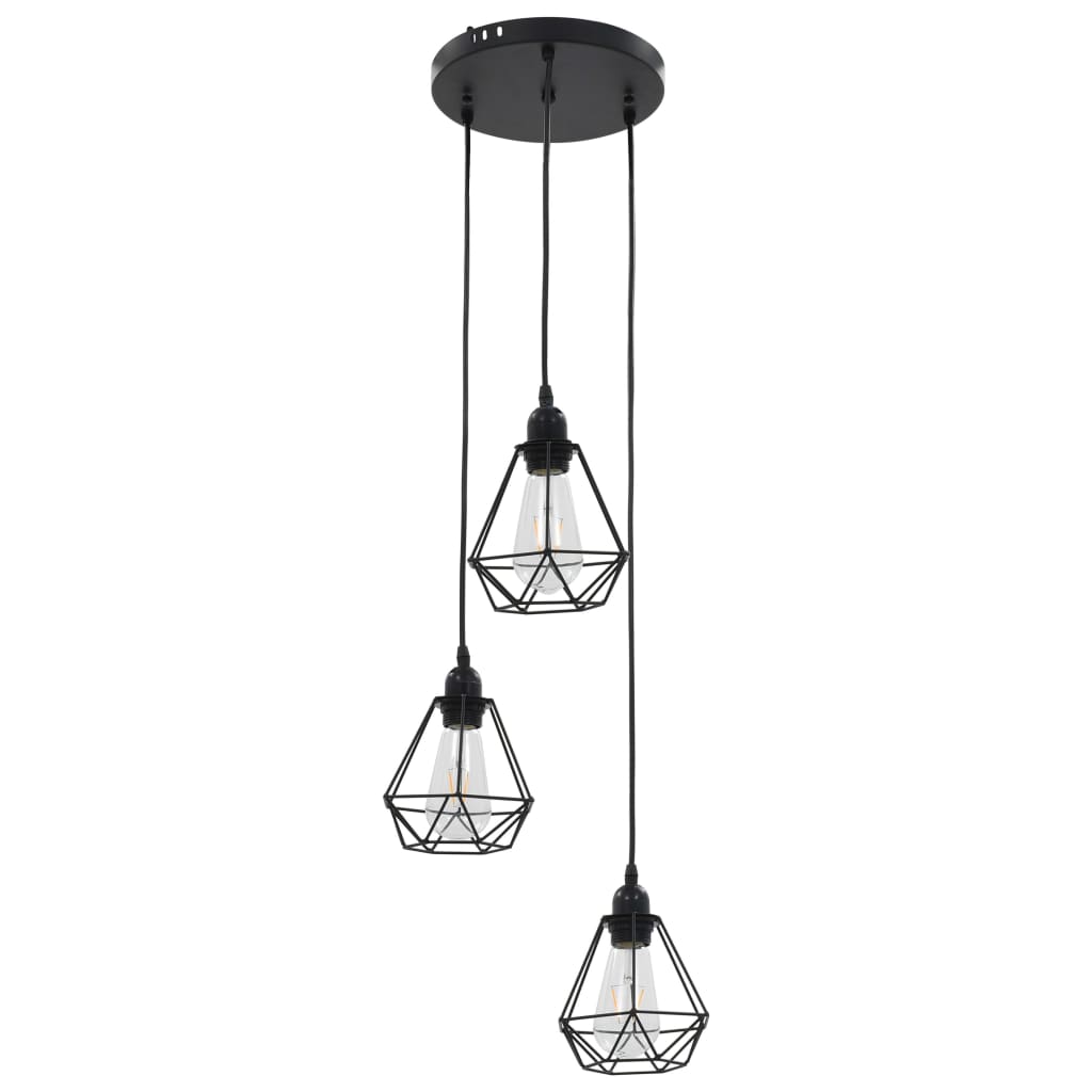 Lampadario Con Design Diamante Nero 3 Lampadine E27