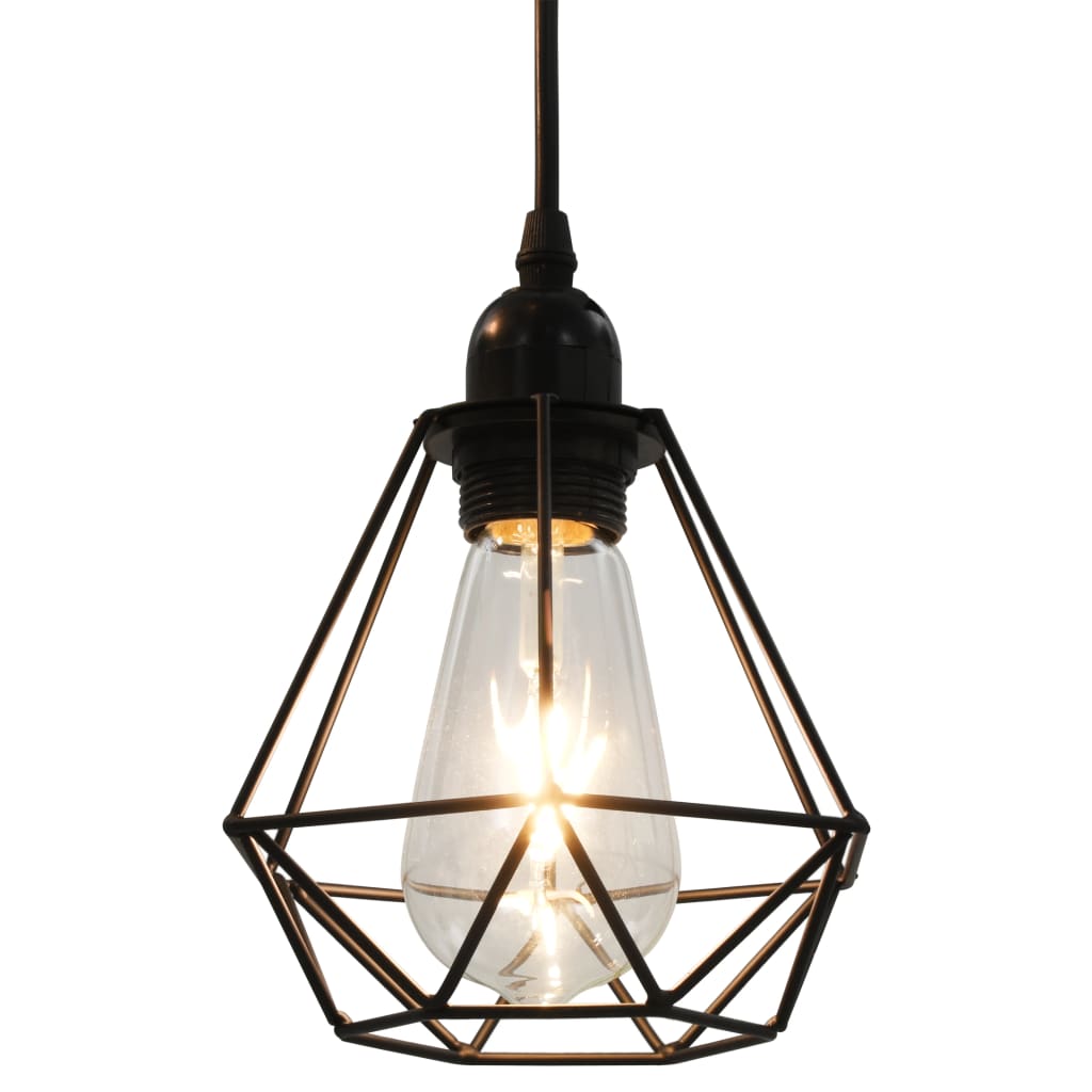Lampadario Con Design Diamante Nero 3 Lampadine E27