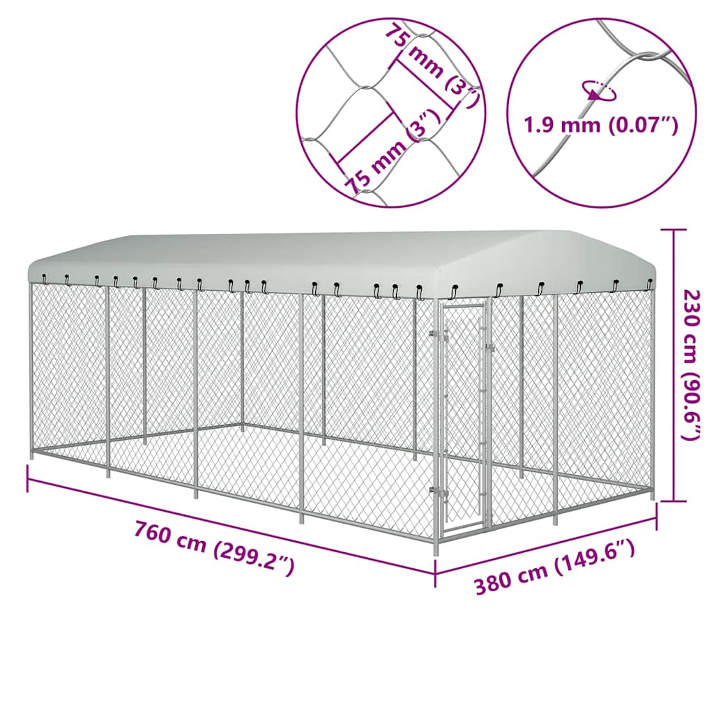 Canile Da Esterno Con Tetto 7,6X3,8X2,3 M
