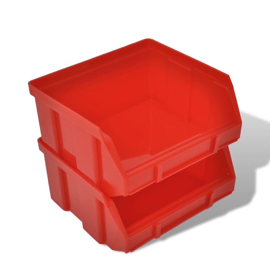 Contenitore Plastica Per Garage Da Parete Set 30 Pz Blu E Rosso