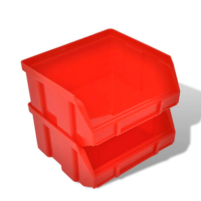 Contenitore Plastica Per Garage Da Parete Set 30 Pz Blu E Rosso