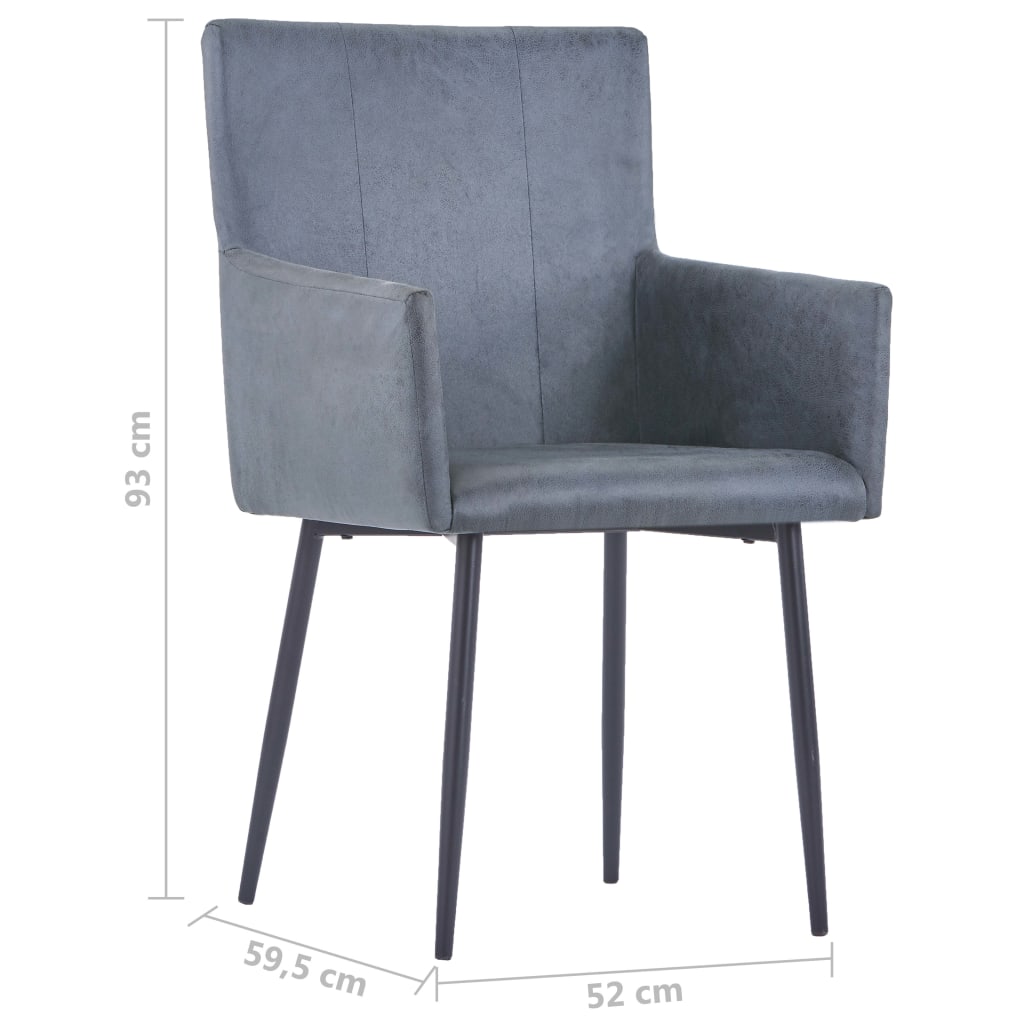 Sedie Pranzo Con Braccioli 2 Pz Grigi Similpelle Scamosciata