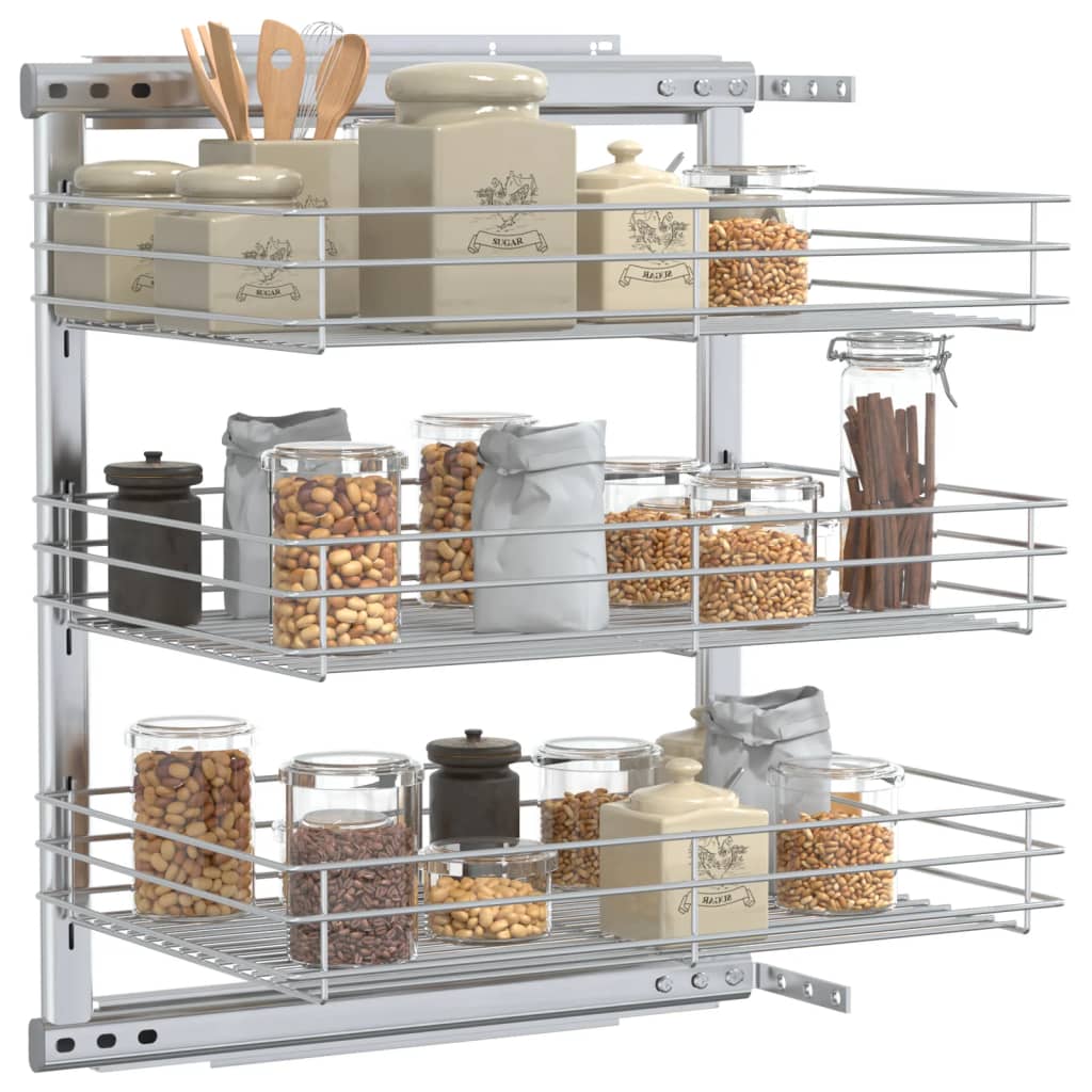 Cestino Da Cucina In Rete A 3 Livelli Argento