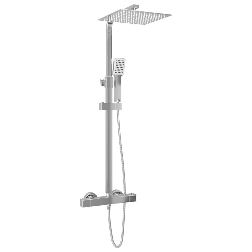 Set Per Doccia A Doppio Soffione Con Termostato Acciaio Inox