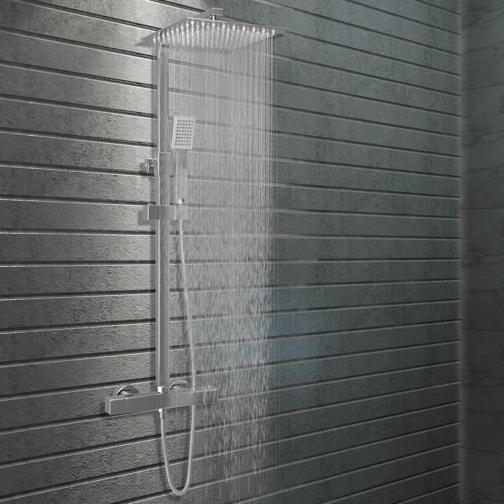 Set Per Doccia A Doppio Soffione Con Termostato Acciaio Inox