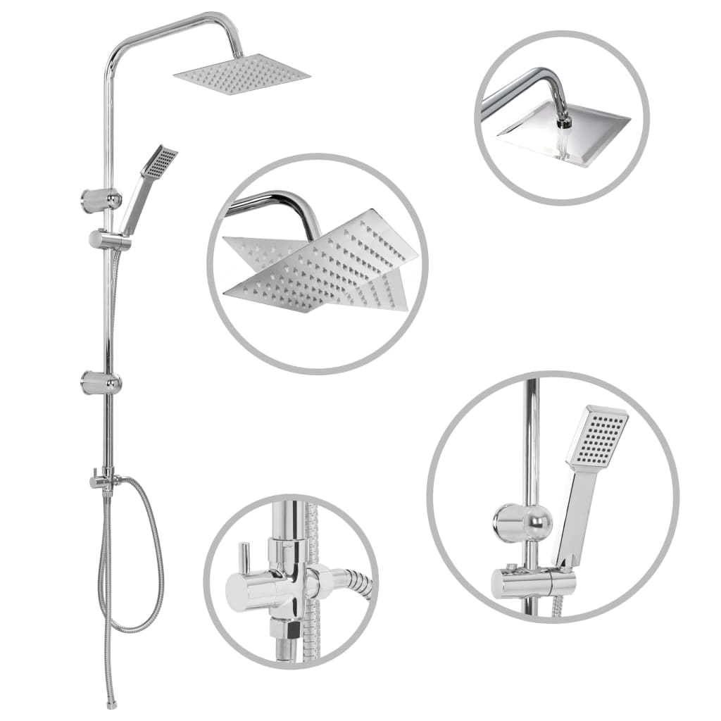 Set Per Doccia A Doppio Soffione Con Doccetta Acciaio Inox