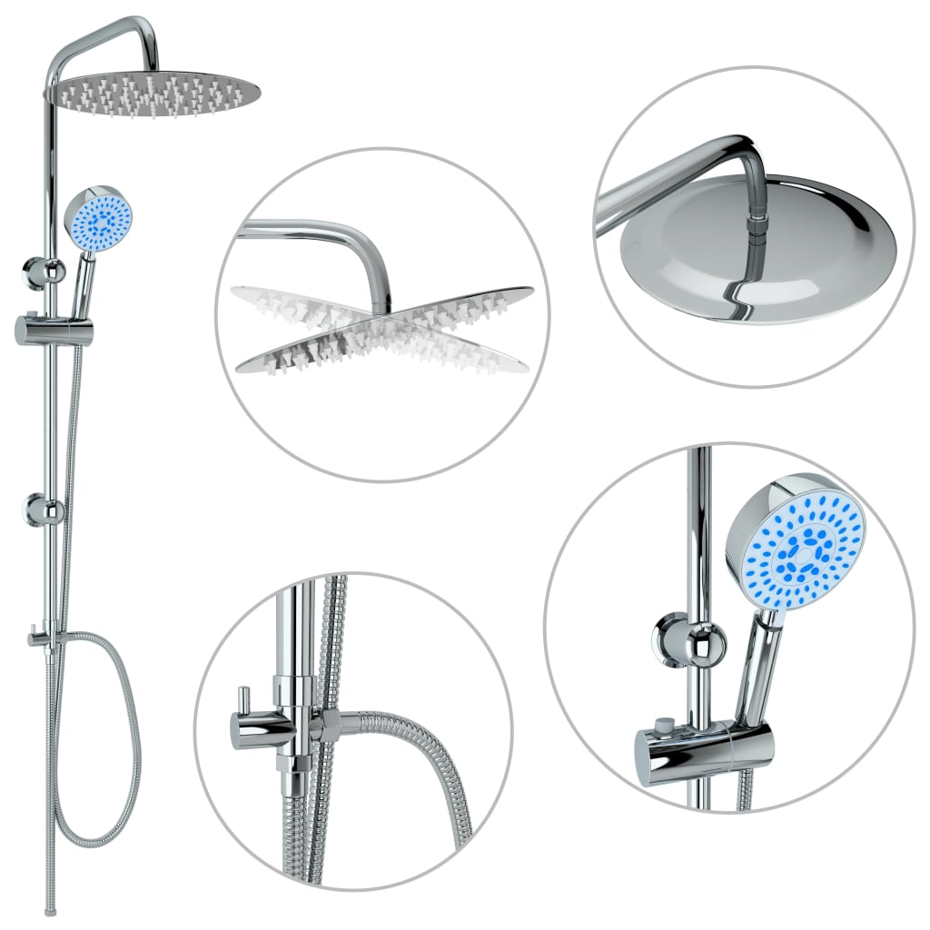 Set Per Doccia A Doppio Soffione Con Doccetta Acciaio Inox