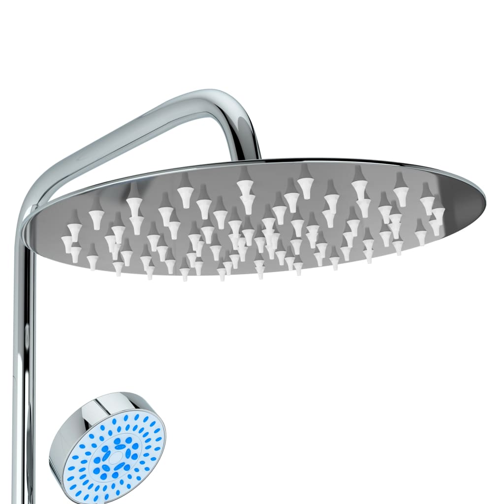 Set Per Doccia A Doppio Soffione Con Doccetta Acciaio Inox