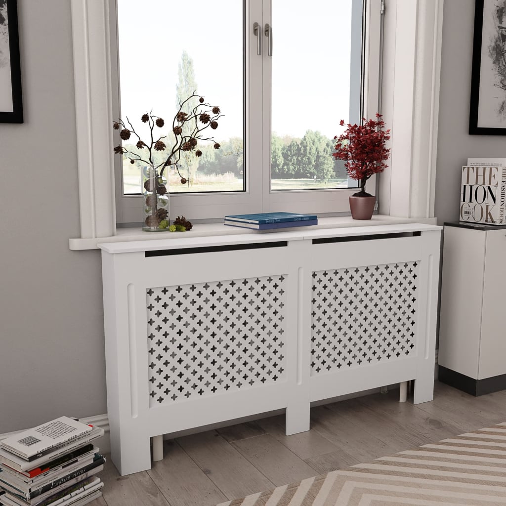 Coperture Per Radiatori 2Pz Bianche 152X19X81,5 Cm In Mdf
