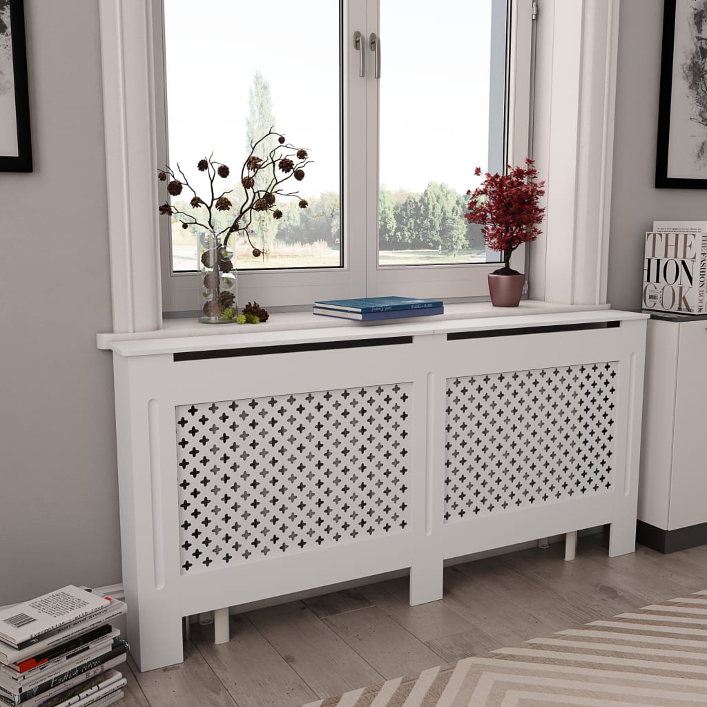 Coperture Per Radiatori 2Pz Bianche 152X19X81,5 Cm In Mdf