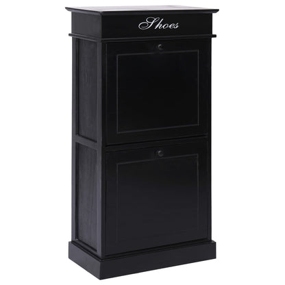 Scarpiera Nera 50X28X98 Cm In Legno Di Paulownia