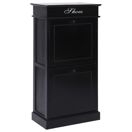 Scarpiera Nera 50X28X98 Cm In Legno Di Paulownia