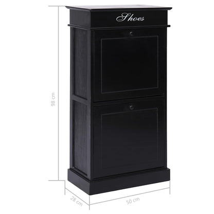Scarpiera Nera 50X28X98 Cm In Legno Di Paulownia