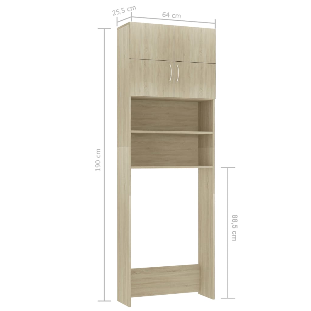 Mobile Lavatrice Rovere Sonoma 64X25,5X190 Cm Legno Multistrato