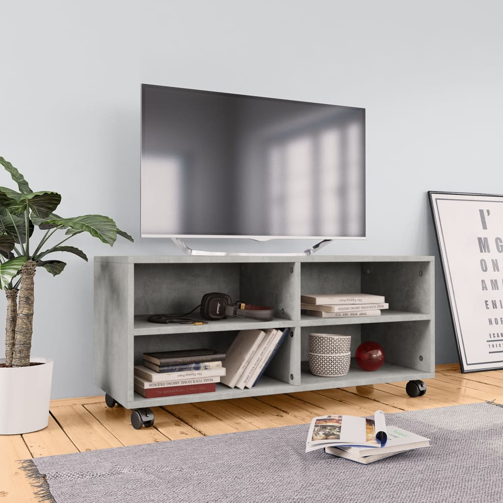 Mobile Tv Con Ruote 90X35X35Cm In Legno Multistrato