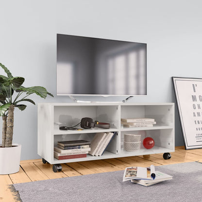 Mobile Tv Con Ruote 90X35X35Cm In Legno Multistrato