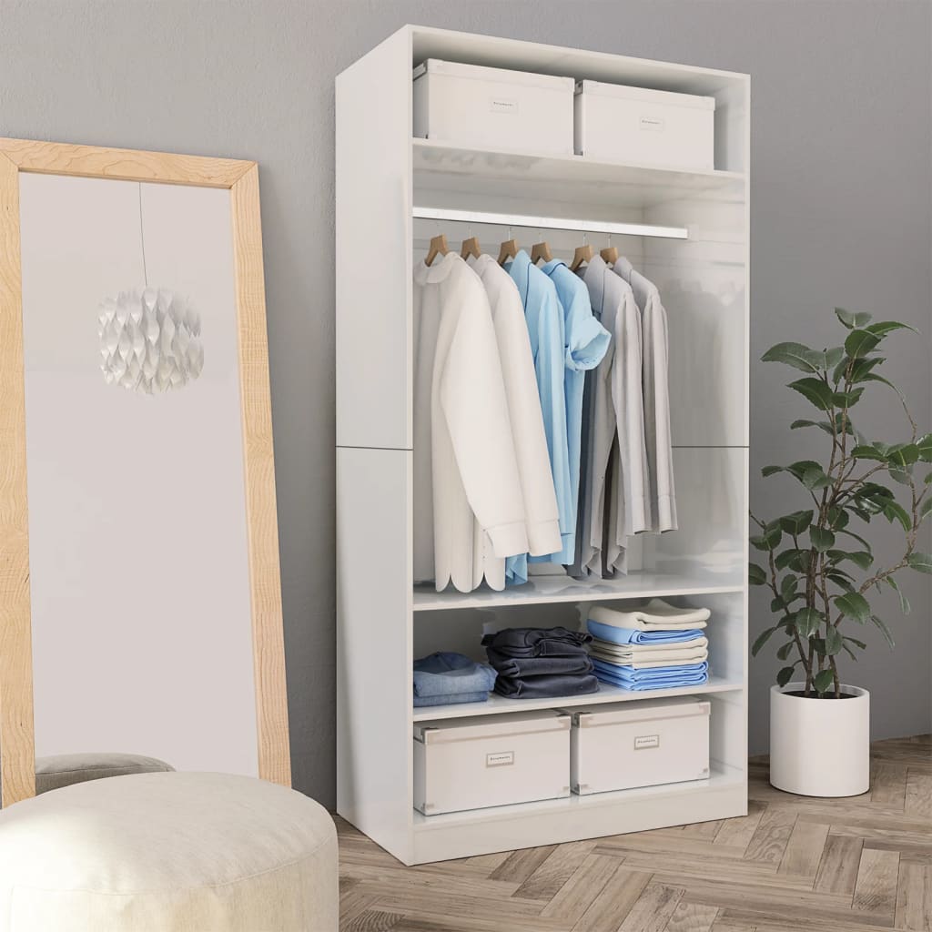 Armadio Cassetti Legno Multistrato Bianco Lucido