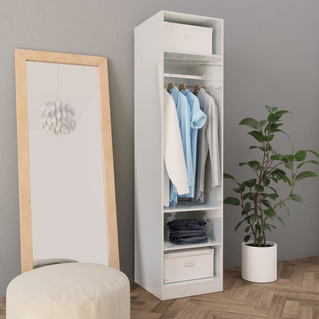 Armadio Cassetti Legno Multistrato Bianco Lucido