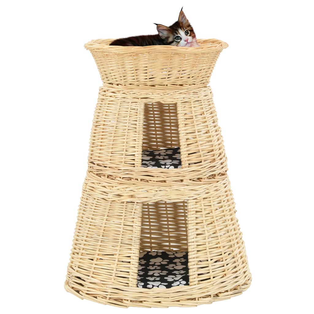Ceste Gatti Con Cuscini 3Pz 47X34X60Cm Salice Naturale