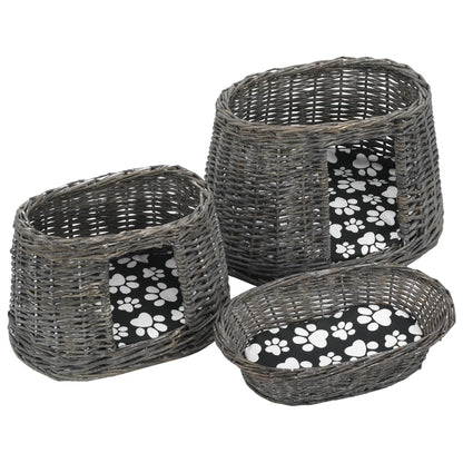 Ceste Gatti Con Cuscini 3Pz 47X34X60Cm Salice Naturale