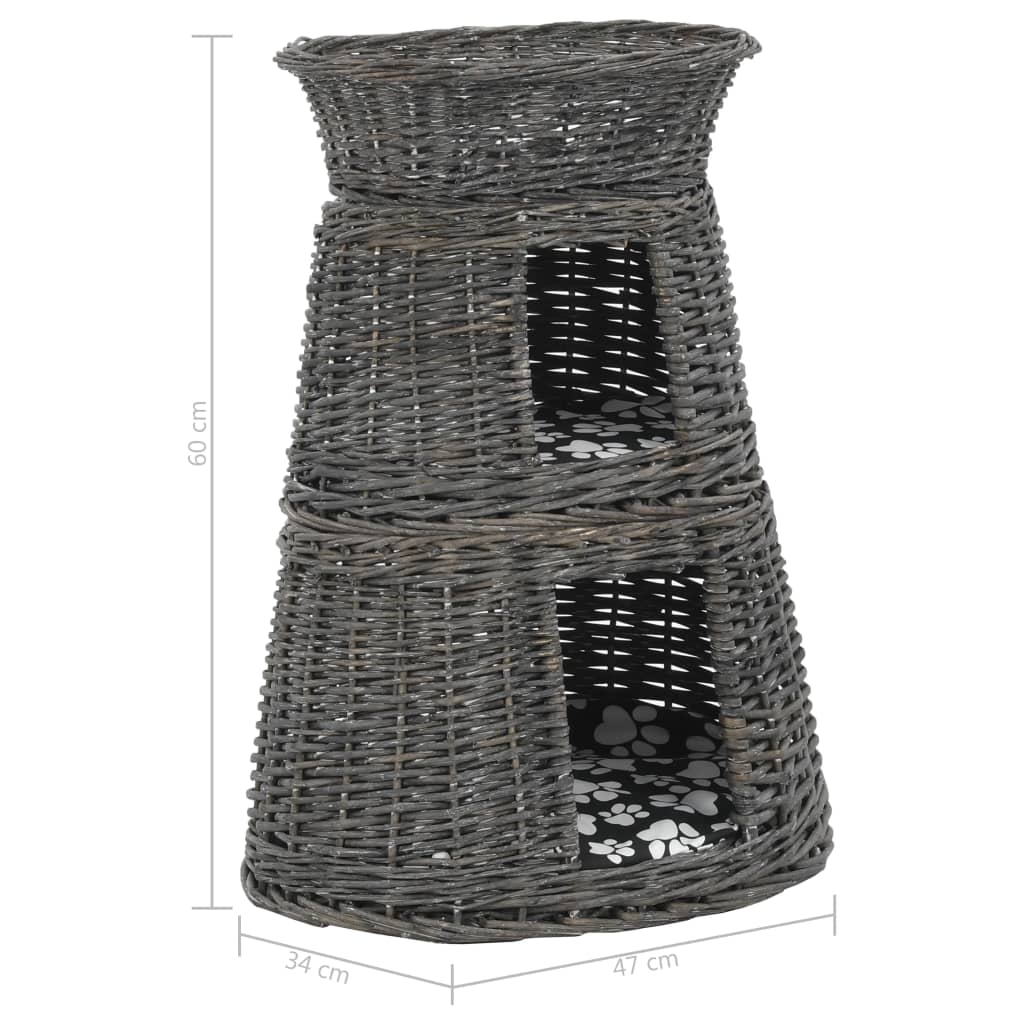 Ceste Gatti Con Cuscini 3Pz 47X34X60Cm Salice Naturale