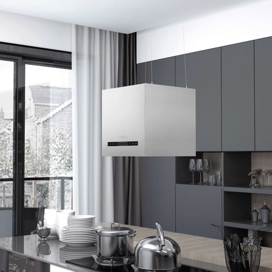 Cappa Da Cucina Ad Isola Sospesa Lcd Con Sensore Acciaio