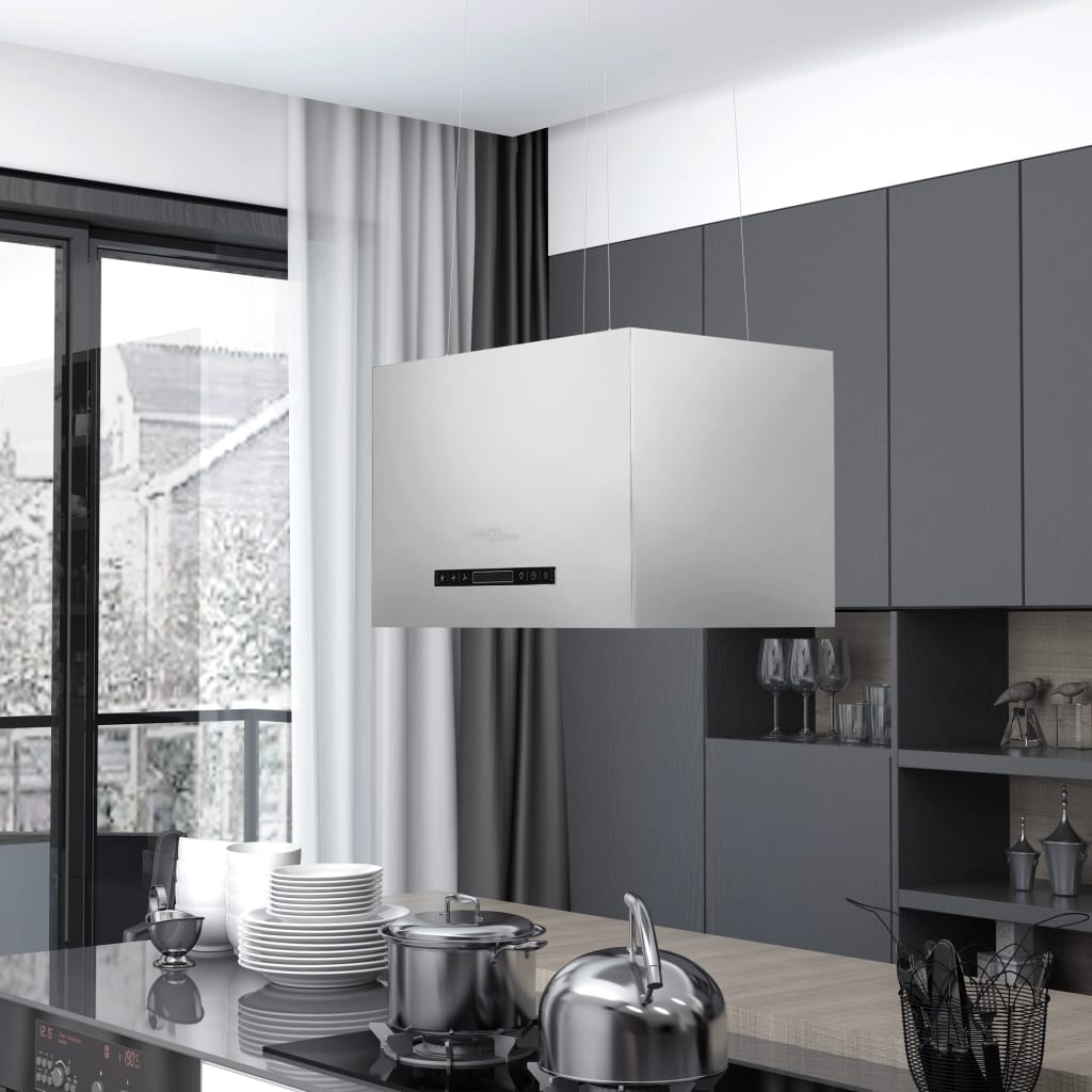 Cappa Da Cucina Ad Isola Sospesa Lcd Con Sensore Acciaio