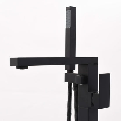 Rubinetto A Colonna Vasca Da Bagno Nera Acciaio Inox 90 Cm