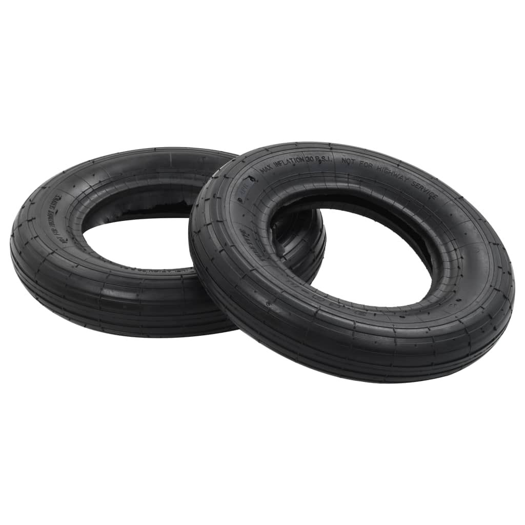 Set Ruote E Camere D'aria Per Carriola 4 Pz 3.50-8 4Pr Gomma