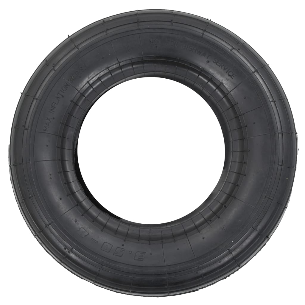 Set Ruote E Camere D'aria Per Carriola 4 Pz 3.50-8 4Pr Gomma