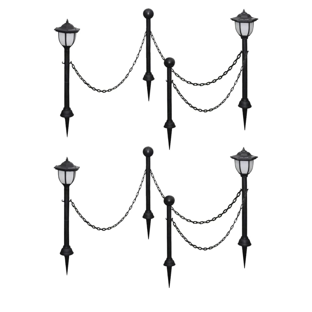 Set Recinzione A Catena Con 2 Lampioncini A Led E 2 Paletti