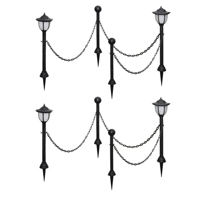 Set Recinzione A Catena Con 2 Lampioncini A Led E 2 Paletti
