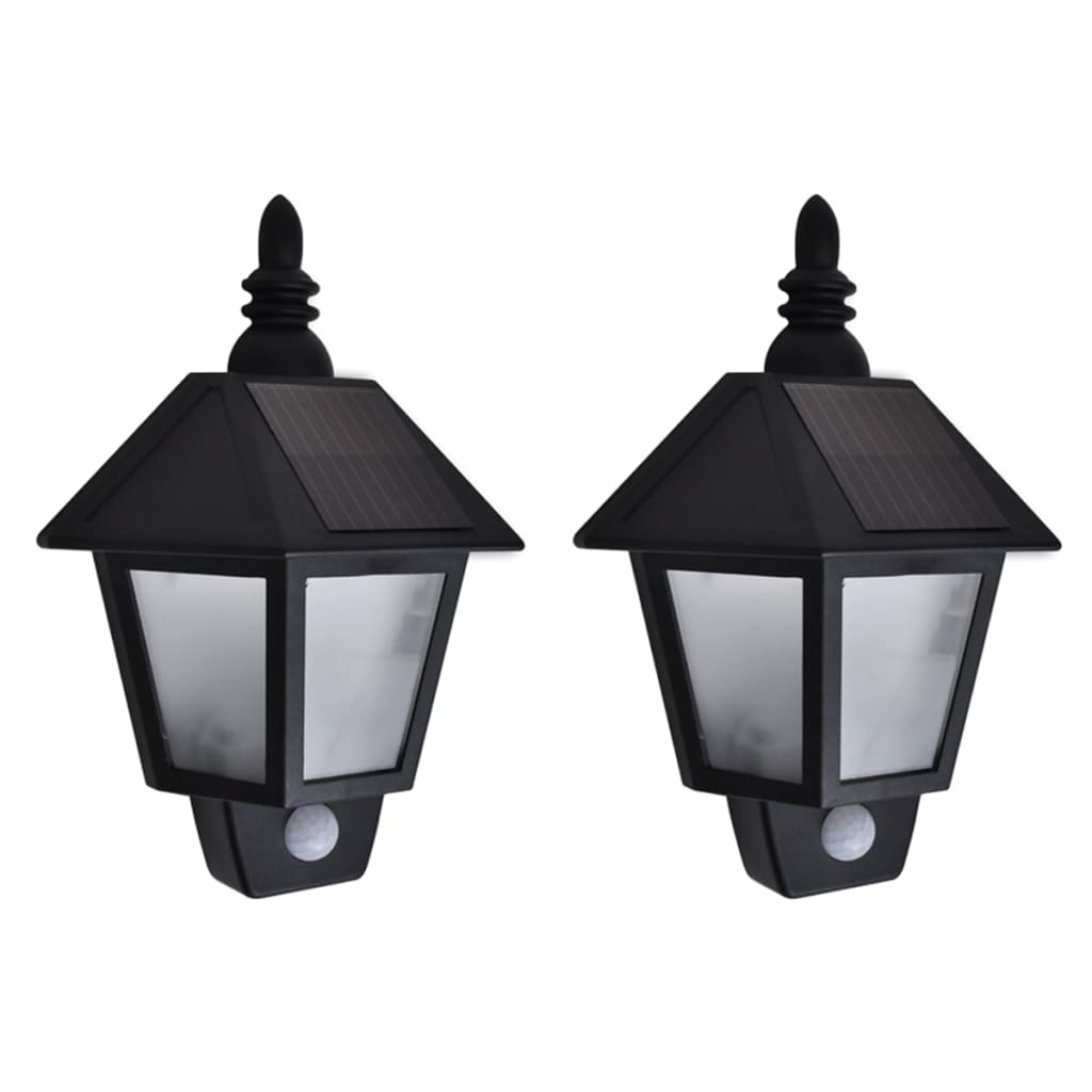 Lampade Solari A Parete 2 Pz Con Sensore Movimento Nere