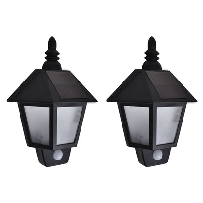 Lampade Solari A Parete 2 Pz Con Sensore Movimento Nere