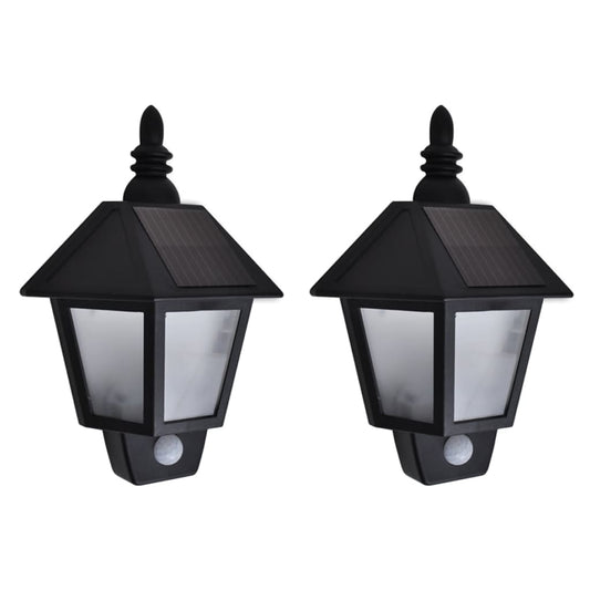 Lampade Solari A Parete 2 Pz Con Sensore Movimento Nere