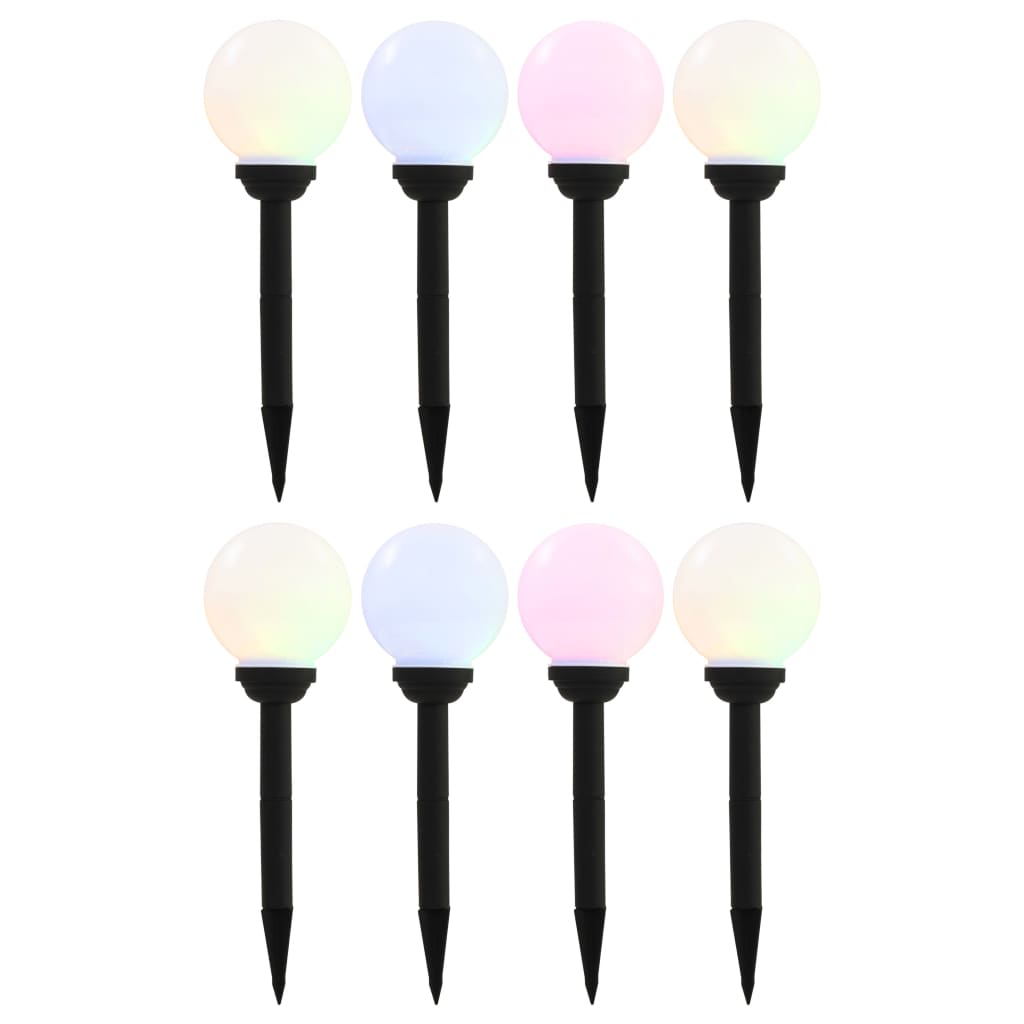 Lampade Solari Da Esterno 8 Pz Led Sferiche 15 Cm Rgb