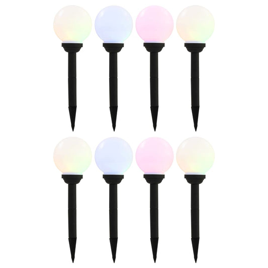 Lampade Solari Da Esterno 8 Pz Led Sferiche 15 Cm Rgb
