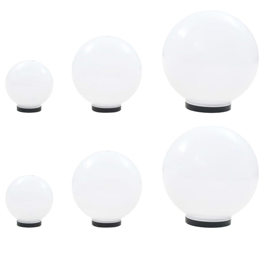 Set Lampade A Led Sferiche 6 Pz 20/30/40 Cm In Pmma