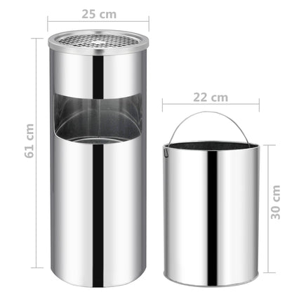 Pattumiera Con Posacenere Da Albergo 30 L Acciaio Inox