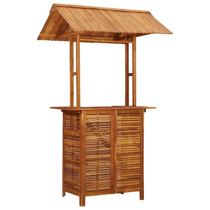 Tavolo Bar Esterno Con Tetto 113X106X217Cm Massello Di Acacia