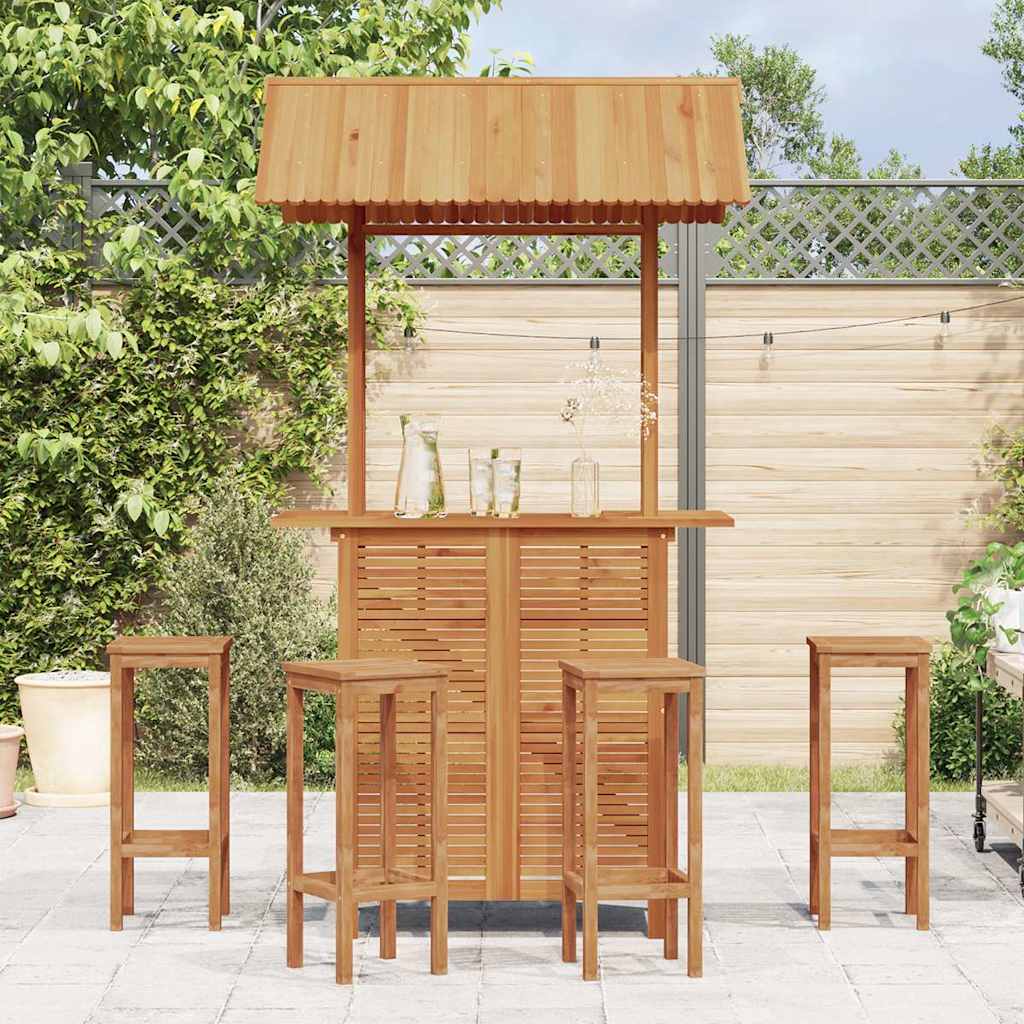 Tavolo Bar Esterno Con Tetto 113X106X217Cm Massello Di Acacia