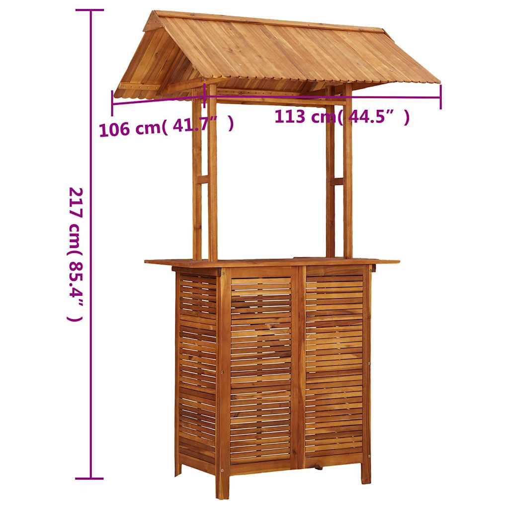 Tavolo Bar Esterno Con Tetto 113X106X217Cm Massello Di Acacia