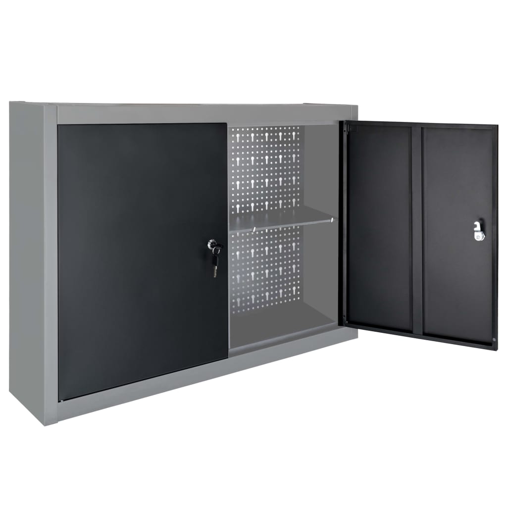 Armadio A Parete Stile Industriale In Metallo Grigio Nero