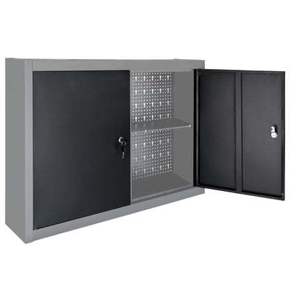 Armadio A Parete Stile Industriale In Metallo Grigio Nero