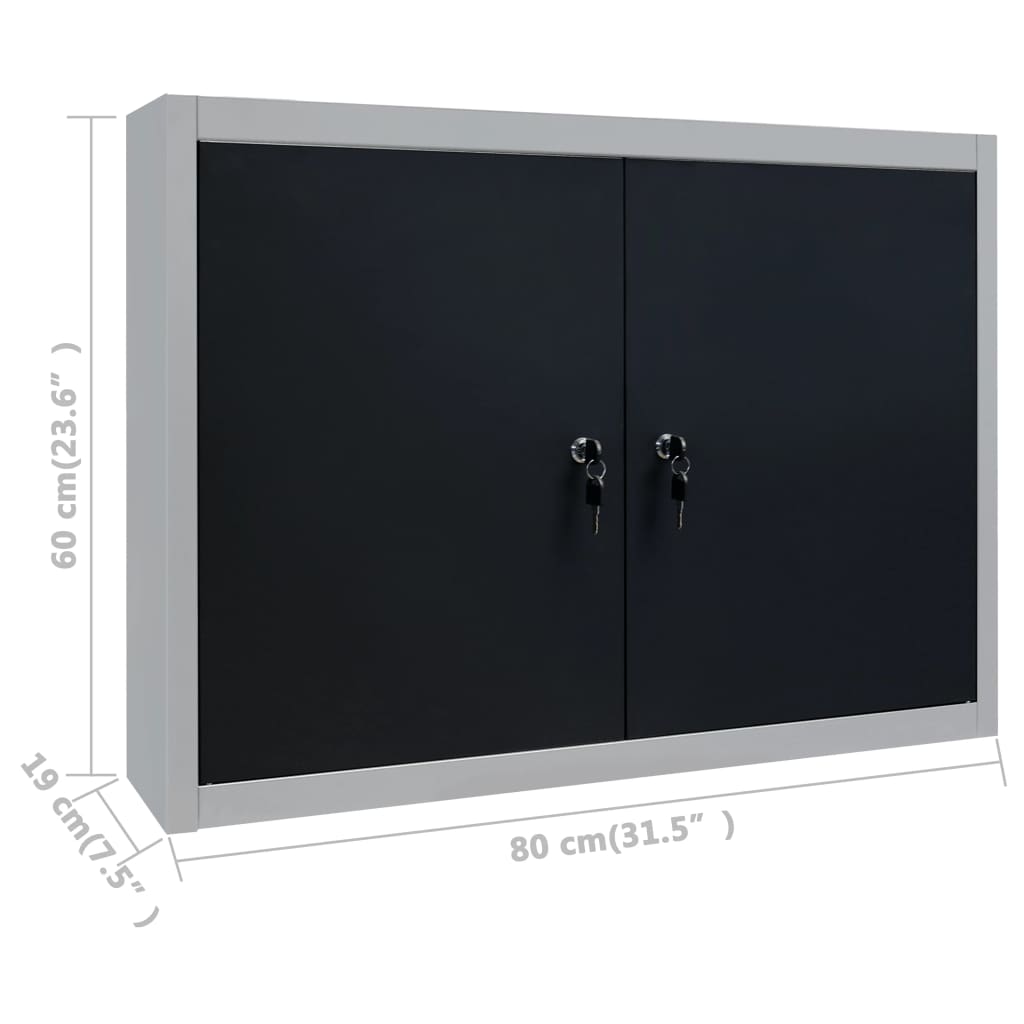 Armadio A Parete Stile Industriale In Metallo Grigio Nero